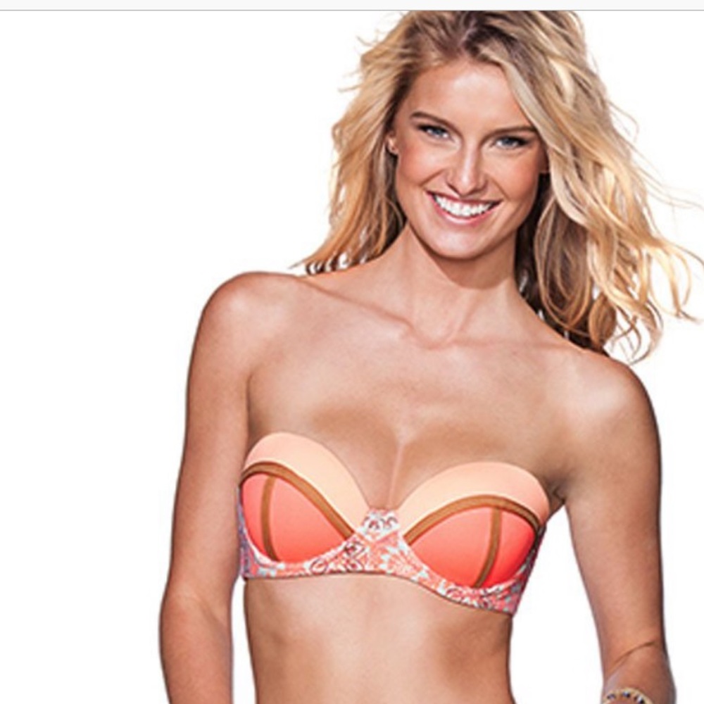 Maaji NWT Bandeau Bikini Top Coral Peach Small